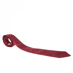 Dior Vintage Red Chequered Jacquard Silk Tie