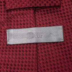 Dior Vintage Red Chequered Jacquard Silk Tie