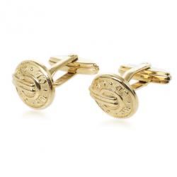 Christian Dior Logo Gold Plated Round Cufflinks
