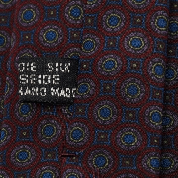 Pre Owned Christian Dior Monsieur Burgundy Printed Silk Tie
