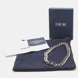 Pre Owned Dior CD Icon Chain Link Silver Tone Necklace