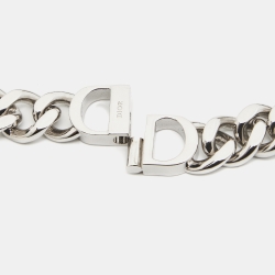 Pre Owned Dior CD Icon Chain Link Silver Tone Necklace