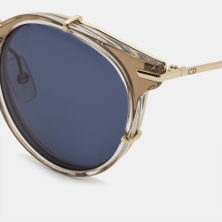Pre Owned Dior Homme Blue/Gold Dior0196 Round Sunglasses