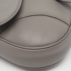 Dior Grey Leather Saddle Bag