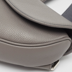 Dior Grey Leather Saddle Bag