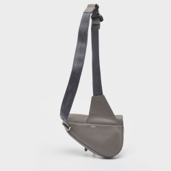 Dior Grey Leather Saddle Bag