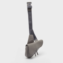 Dior Grey Leather Saddle Bag