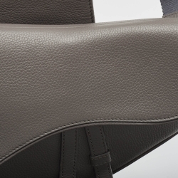 Dior Grey Leather Saddle Bag