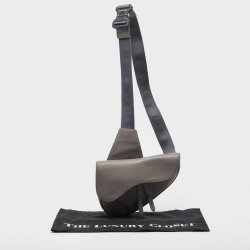 Dior Grey Leather Saddle Bag
