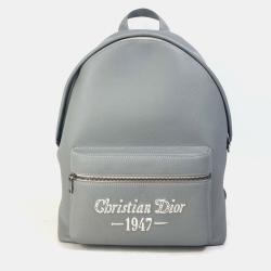 Pre Owned Christian Dior Dior Rider 1947 Logo Backpack  Gray Calfskin