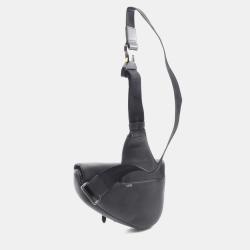 مملوكة مسبقًا Christian Dior Dior Dior X Erl Saddle Saddle Bag Waist Body Handbag Leather Black