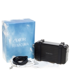 Pre Owned Dior x Rimowa Black Aluminum and Leather Personal Clutch Bag