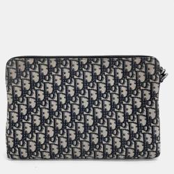 Dior Blue Oblique Canvas Clutch Bag