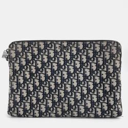 Dior Blue Oblique Canvas Clutch Bag