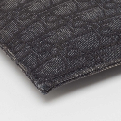 Dior Black Oblique Canvas and Leather Zip Slim Pouch