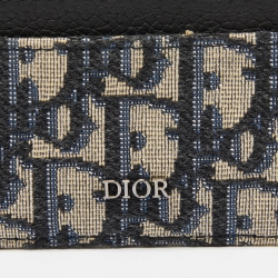 Dior x Kenny Scharf Blue/Black Oblique Canvas and Leather Embroidered Card Holder