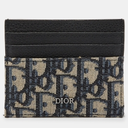 Dior x Kenny Scharf Blue/Black Oblique Canvas and Leather Embroidered Card Holder