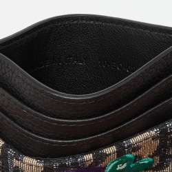 Dior x Kenny Scharf Blue/Black Oblique Canvas and Leather Embroidered Card Holder