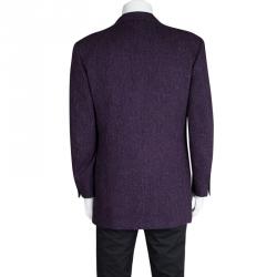 Dior Boutique Monsieur Vintage Purple Chevron Pattern Wool Waistcoat and Blazer Set XL