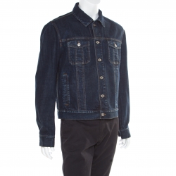 Dior Indigo Dark Wash Denim Button Front Jacket XXL