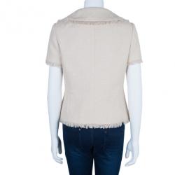 Dior Beige Short Sleeve Collar Detail Jacket L