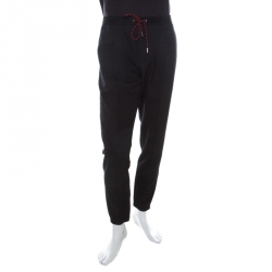 Dior Homme Black Wool Elasticized Waist Relaxed Trousers M