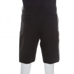 Pre Owned Dior Black Wool Logo Panel Detail Shorts S