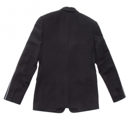 Dior Black Wool Logo Panel Detail Blazer XS 