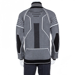 Dior and Sorayama Monochrome Intarsia Technical Wool Turtleneck Sweater XL