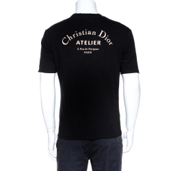 Pre Owned Dior Black Logo Print Cotton Crew Neck T-Shirt S