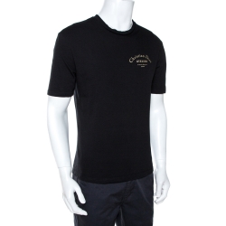 Pre Owned Dior Black Logo Print Cotton Crew Neck T-Shirt S
