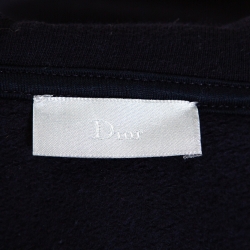 Pre Owned Dior Homme Navy Blue Cotton Denim Trim Zip Front Hooded Jacket L
