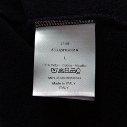 Pre Owned Dior Homme Navy Blue Cotton Denim Trim Zip Front Hooded Jacket L
