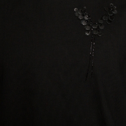 Pre Owned Dior Homme Black Cotton Floral Applique Detail Crew Neck T Shirt XL