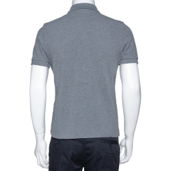 مملوكة مسبقًا Dior Homme Grey Cotton Pique Logo Embroidered Fitted Polo T-Shirt L