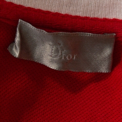 Pre Owned Dior Homme Red Bee Embroidered Cotton Pique Polo T-Shirt XL
