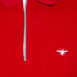 Pre Owned Dior Homme Red Bee Embroidered Cotton Pique Polo T-Shirt XL