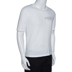 Dior Homme White Cotton Logo Print Short Sleeve T Shirt M 