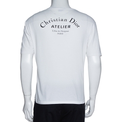 Dior Homme White Cotton Logo Print Short Sleeve T Shirt M 