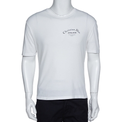 Dior Homme White Cotton Logo Print Short Sleeve T Shirt M 