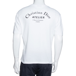 Pre Owned Dior Homme White Cotton Jersey Atelier Print T-Shirt L