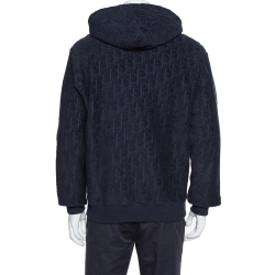 Pre Owned Dior Navy Blue Dior Oblique Jacquard Cotton Hoodie M