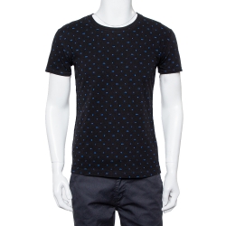 Dior Homme Midnight Blue Logo Printed Cotton Crewneck T-Shirt XS