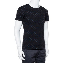 Dior Homme Midnight Blue Logo Printed Cotton Crewneck T-Shirt XS