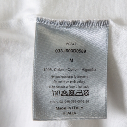 Pre Owned Dior Homme X Shawn Stussy White Cotton Logo Embroidered Crewneck T-Shirt M