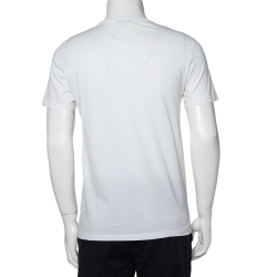 Pre Owned Dior Homme X Shawn Stussy White Cotton Logo Embroidered Crewneck T-Shirt M