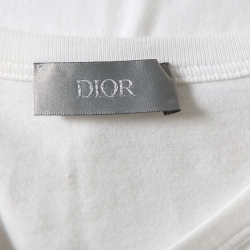 Pre Owned Dior Homme X Shawn Stussy White Cotton Logo Embroidered Crewneck T-Shirt M