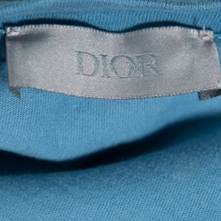 Dior Homme Blue Cotton Metallic Sorayama Floral Logo Crewneck T-Shirt M