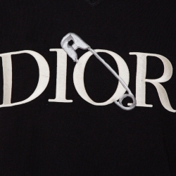 مملوكة مسبقًا Dior X Judy Blame Black Cotton Logo Embroidered Crewneck T-Shirt L