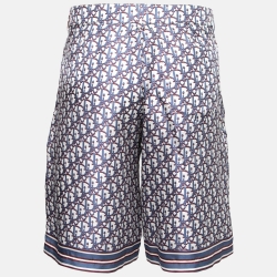 Dior Blue Oblique Pixel Printed Silk Shorts XXL